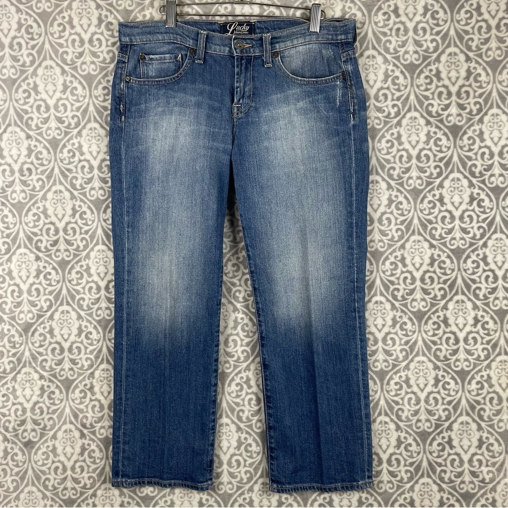 lucky brand jeans summer sweet n low crop stretch medium wash low rise women sz8